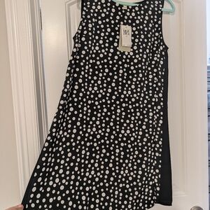 NWT Finity dress size 10 pola dot black white
